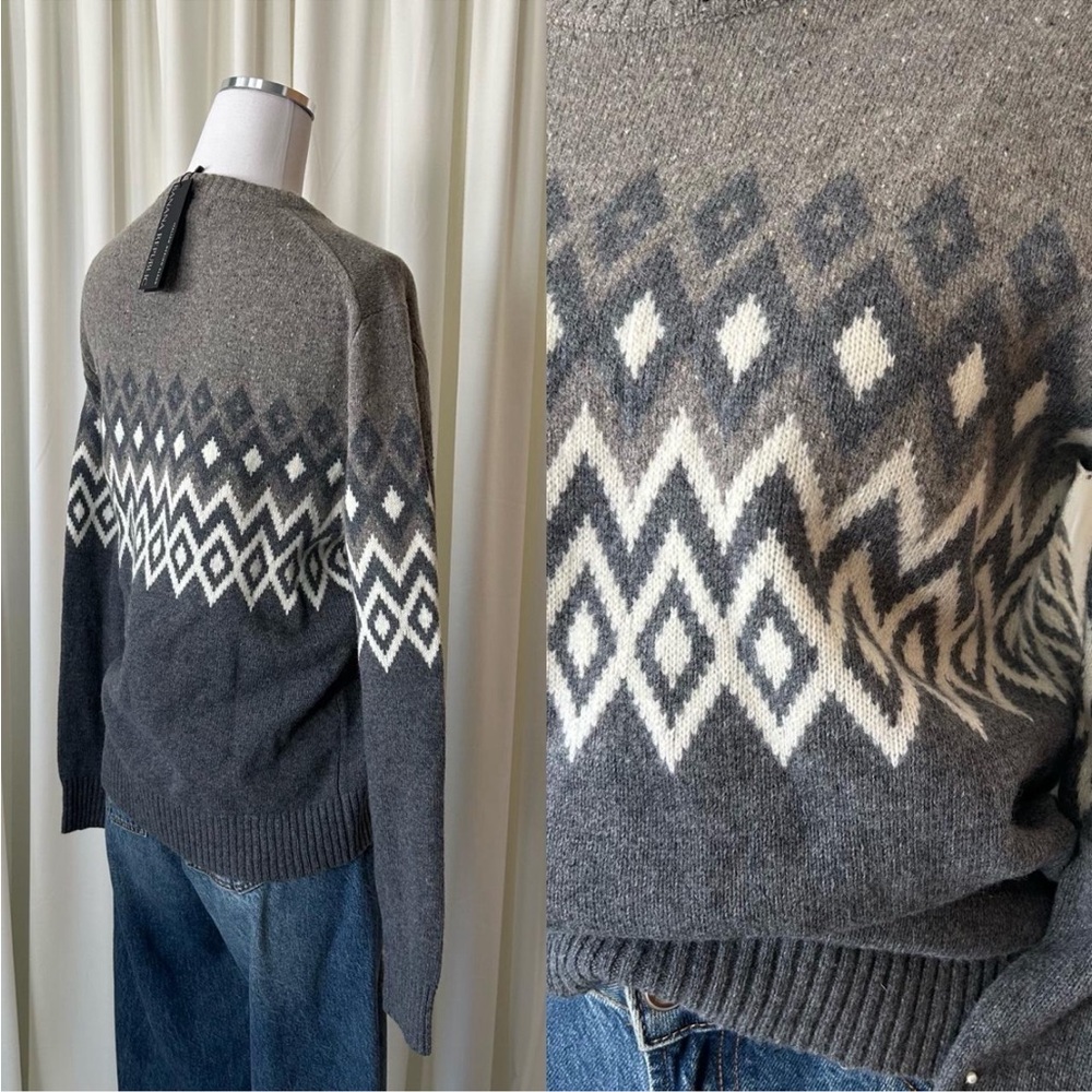 NWT Banana Republic Italian Yarn Fair Isle Crew-Neck Sweater. - Picture 7 of 8